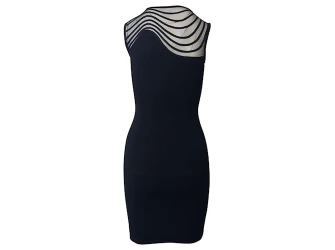 Stella Mc Cartney Stella Mccartney Vestido tubo de punto sin mangas ondulado en lana negra Negro 