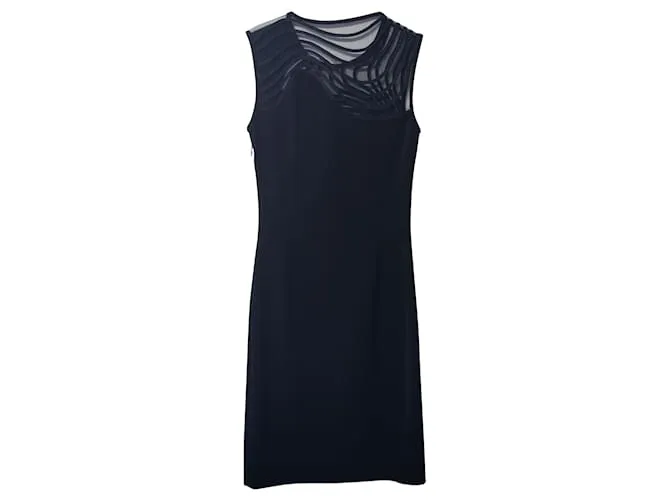 Stella Mc Cartney Stella Mccartney Vestido tubo de punto sin mangas ondulado en lana negra Negro 