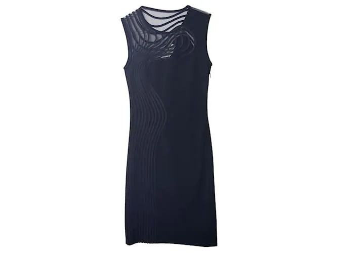 Stella Mc Cartney Stella Mccartney Vestido tubo de punto sin mangas ondulado en lana negra Negro 