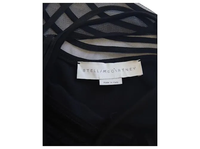 Stella Mc Cartney Stella Mccartney Vestido tubo de punto sin mangas ondulado en lana negra Negro 