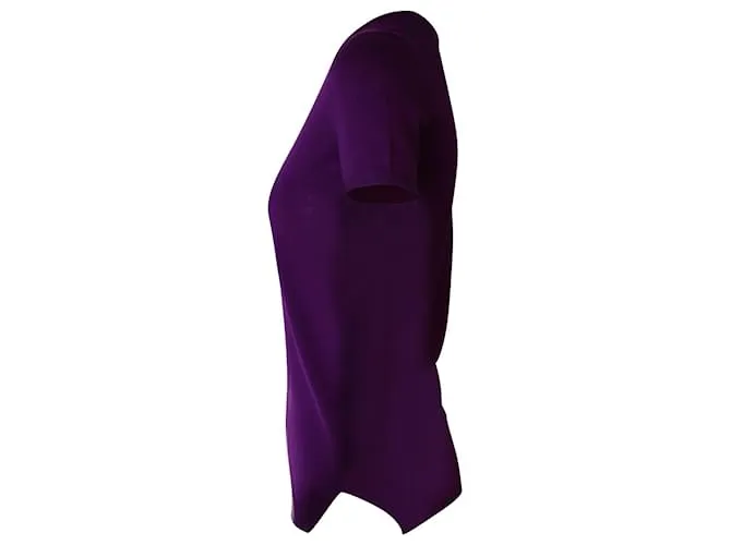 Top de punto con cuello cuadrado en lana violeta de Yves Saint Laurent Púrpura 