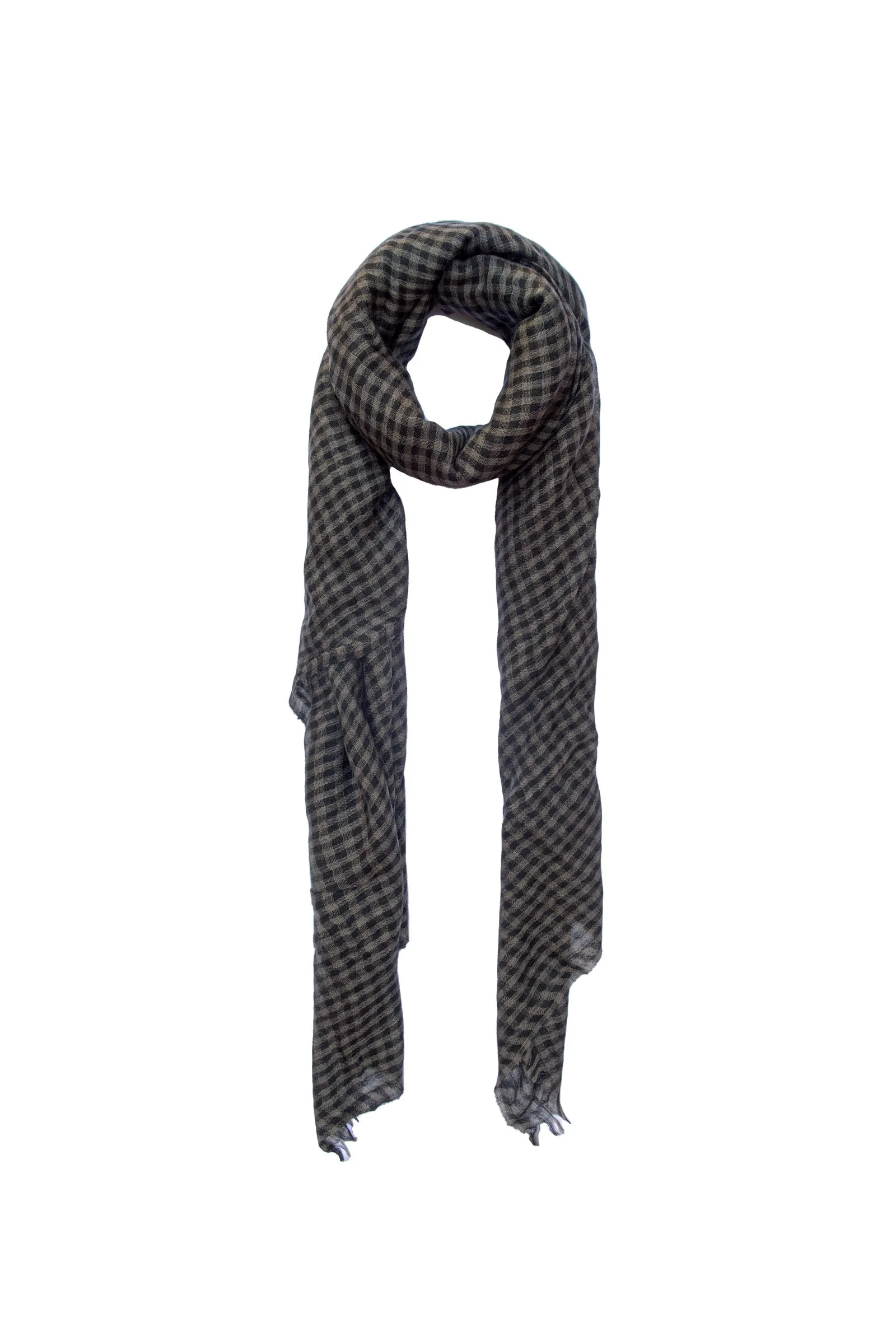 Trevor, gray checked vichy scarf in cashmere and silk