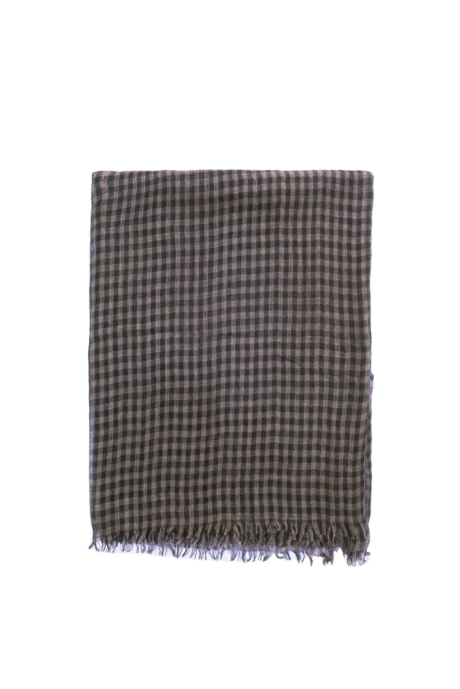 Trevor, gray checked vichy scarf in cashmere and silk