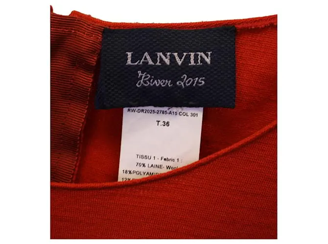 Vestido retorcido de punto Lanvin en lana naranja 