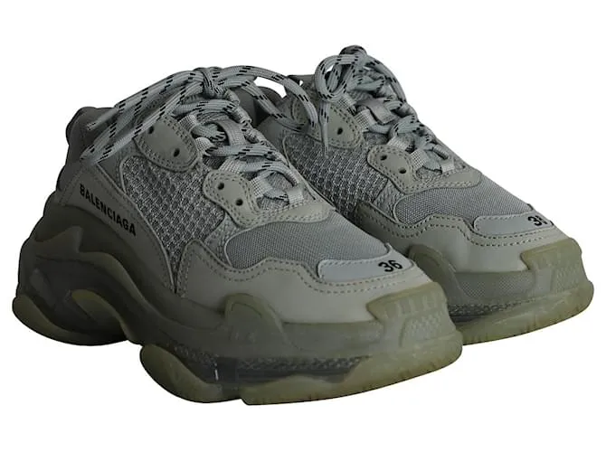 Zapatillas Balenciaga Triple S en piel y malla gris 