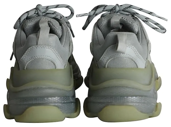 Zapatillas Balenciaga Triple S en piel y malla gris 