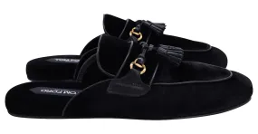 Zapatillas con borlas Tom Ford Stephan en terciopelo negro con ribete de cuero 