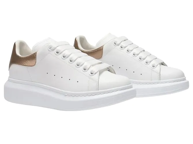 Zapatillas Oversize - Alexander Mcqueen - Blanco/Oro rosa - Cuero 