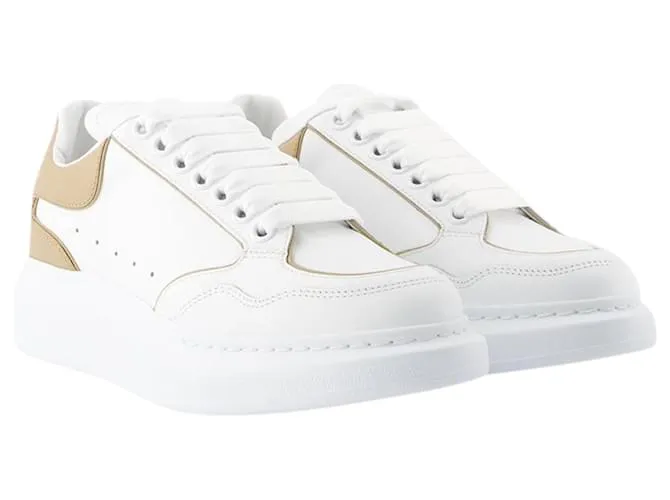 Zapatillas oversize - Alexander Mcqueen - Piel - Blanco/Camello 