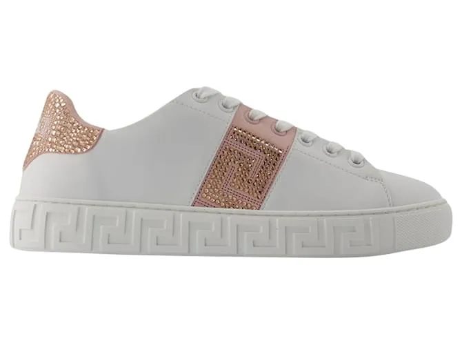 Zapatillas - Versace - Algodón - Blanco/Rosa 