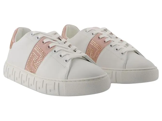 Zapatillas - Versace - Algodón - Blanco/Rosa 