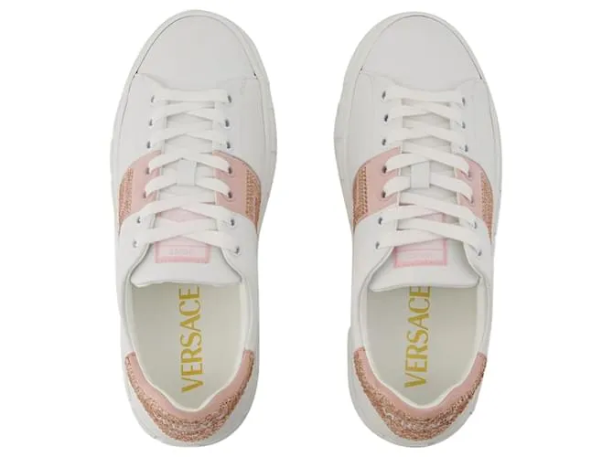 Zapatillas - Versace - Algodón - Blanco/Rosa 