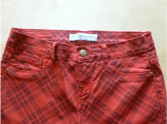 Zara pantalon de algodon Roja 